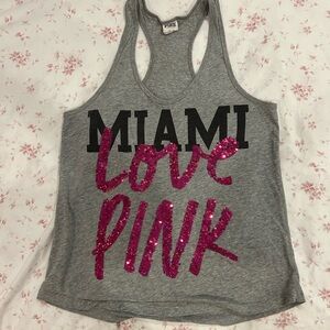 VS PINK Victoria's Secret Miami Gray Tank with bling HTF size M